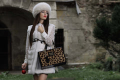 NEW ARRIVAL - Statement Rectangular Brown Leopard Tote