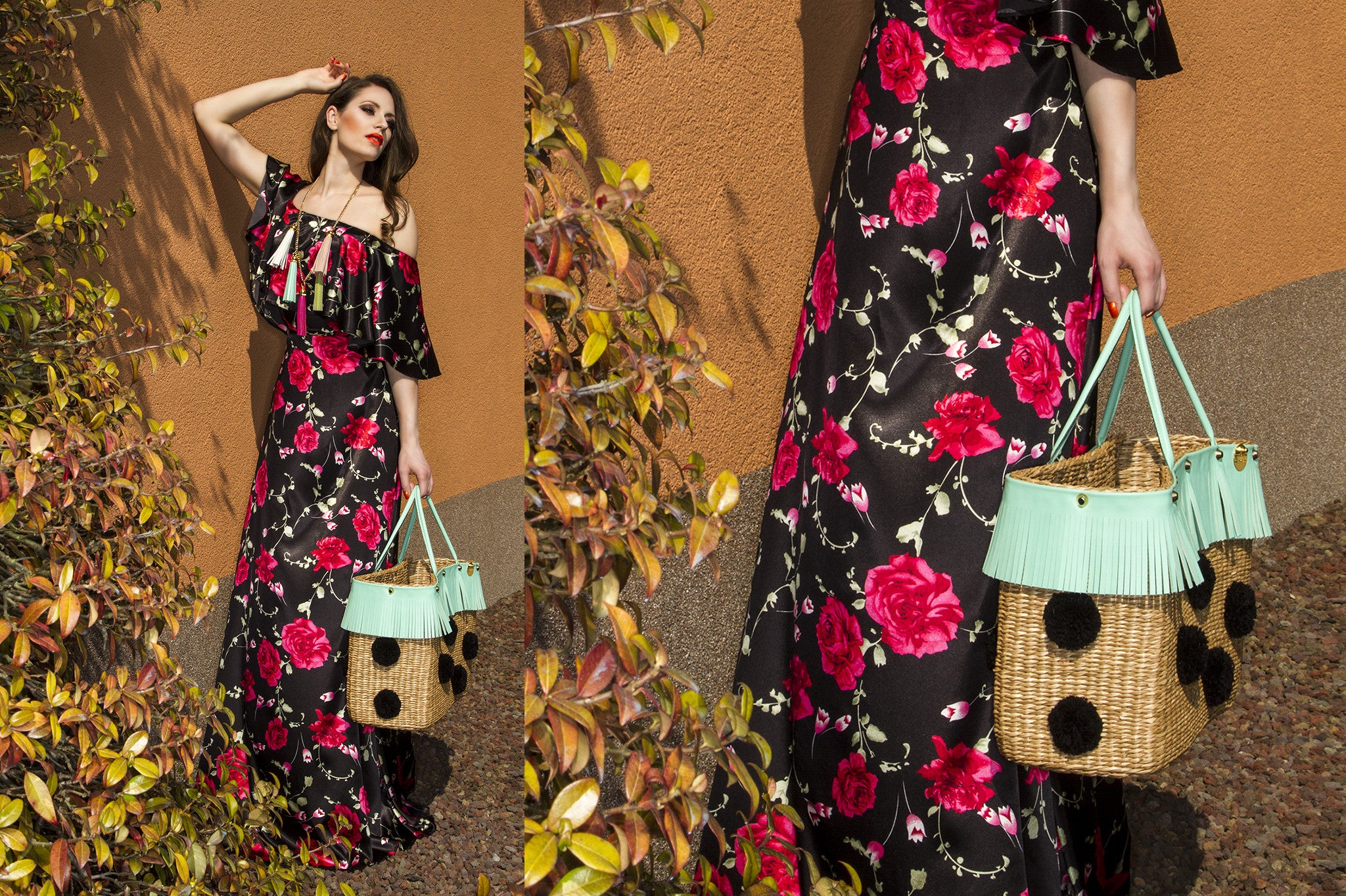 NEW ARRIVAL - Summer Beauty Turquoise Fringed Square Black Pom Pom Straw Bag