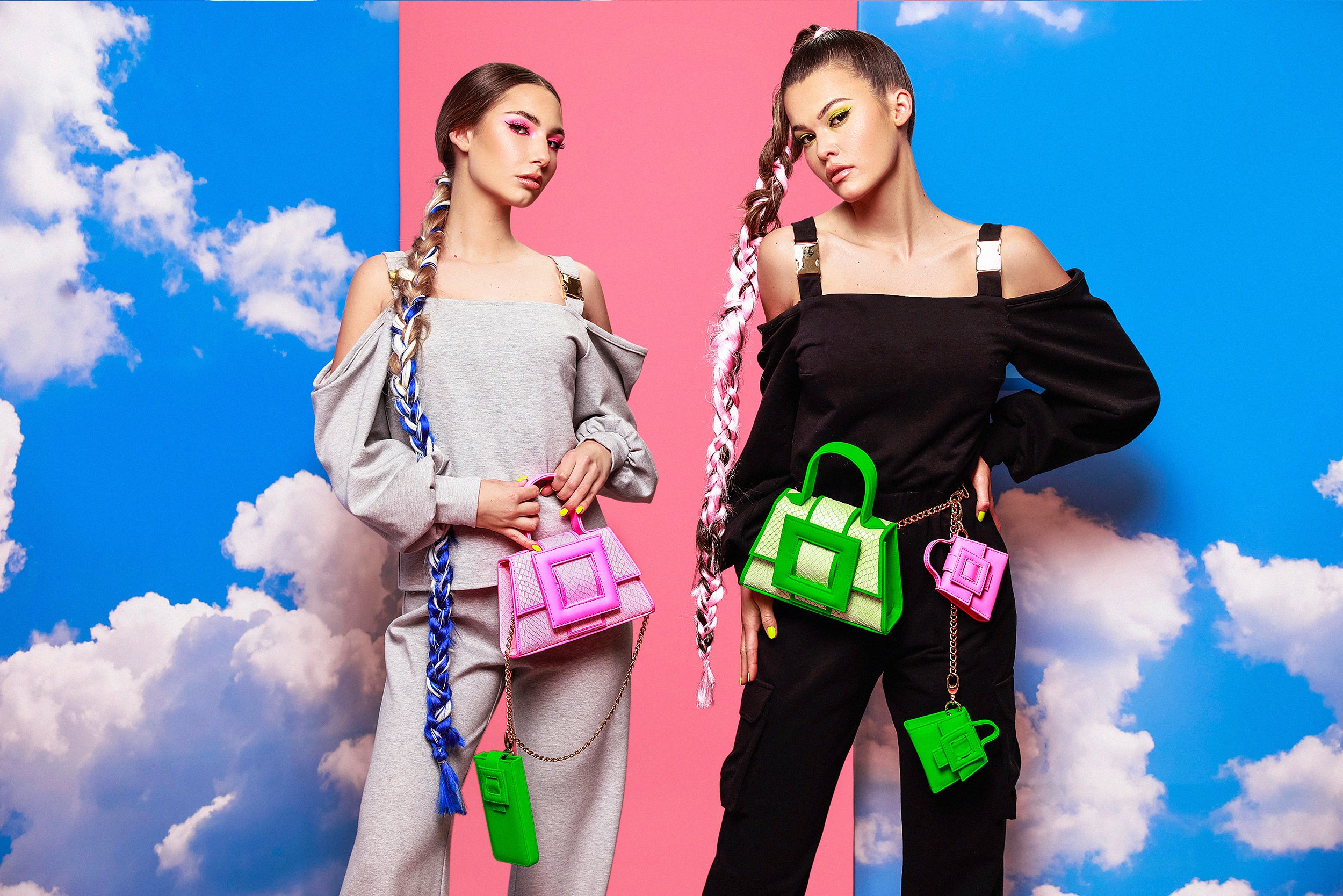 NEW ARRIVAL - MINI Celeste Leather Buckle Bag Neon Green With Pearl Handle