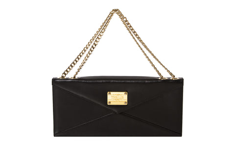 NEW ARRIVAL - Evening Envelope Cross Body & Shoulder Matte Black With Golden Combo