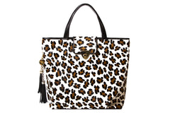 Enormous Statement Tote White Leopard
