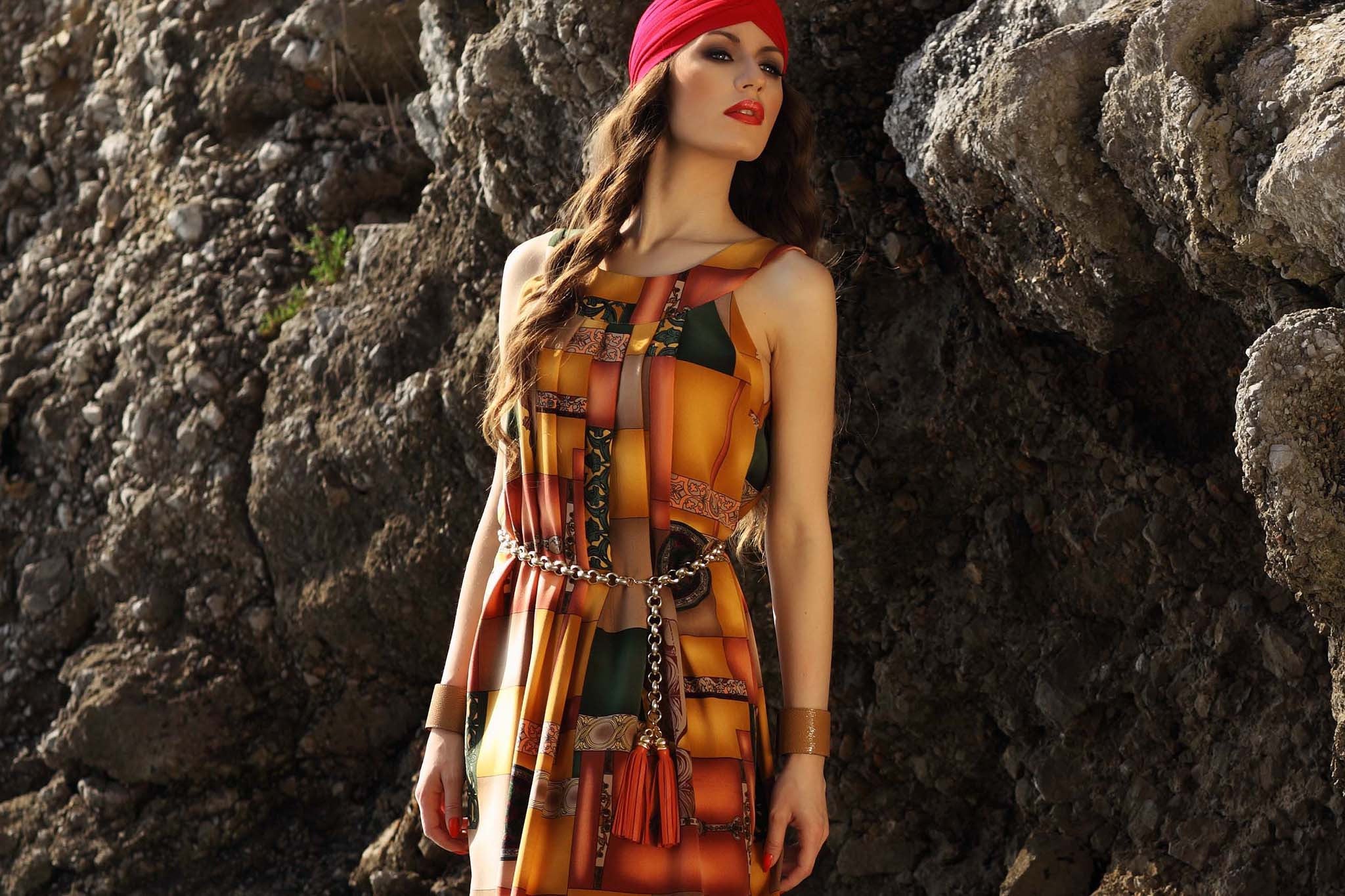 Orange Tassel Chain Belt
