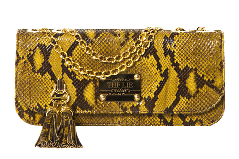 Small Shoulder & Cross Body Clutch Golden Diamond Python