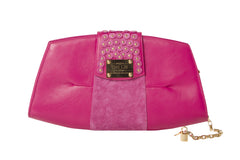 Trapezoid Studded Candy Fuchsia Delight Clutch
