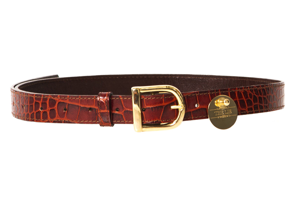 Cognac Brown Babydoll Croco Belt