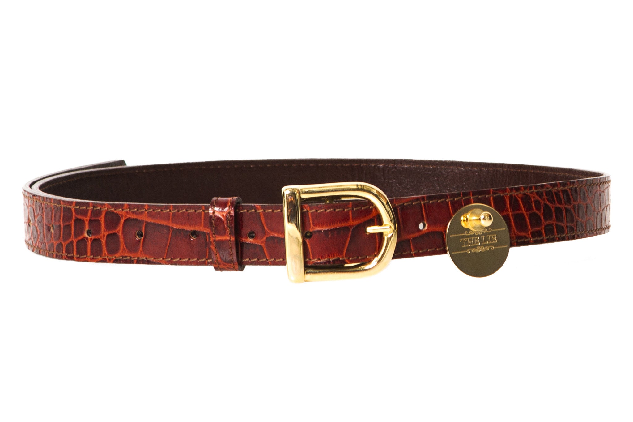 Cognac Brown Babydoll Croco Belt