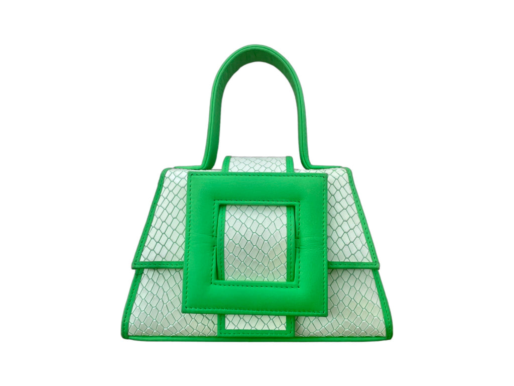 NEW ARRIVAL - SMALL Celeste Leather Buckle Neon Green Snake
