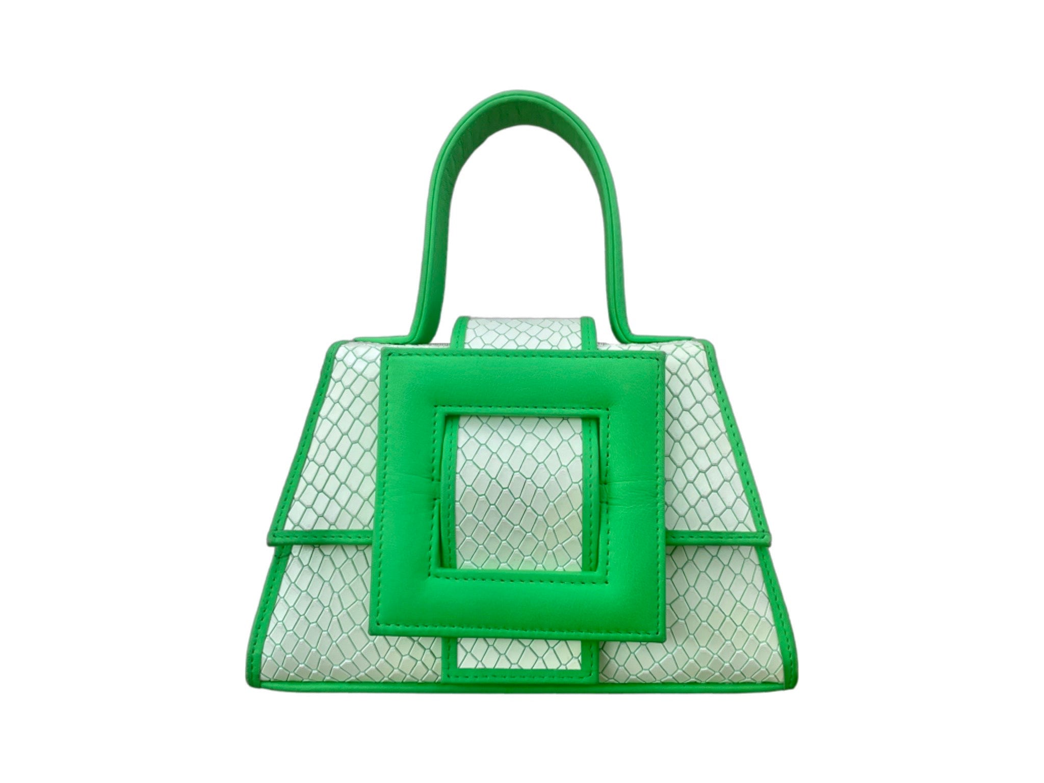 NEW ARRIVAL - SMALL Celeste Leather Buckle Neon Green Snake