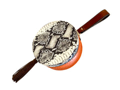 NEW ARRIVAL - Grey Snake & Orange Drum Bag With Tassel
