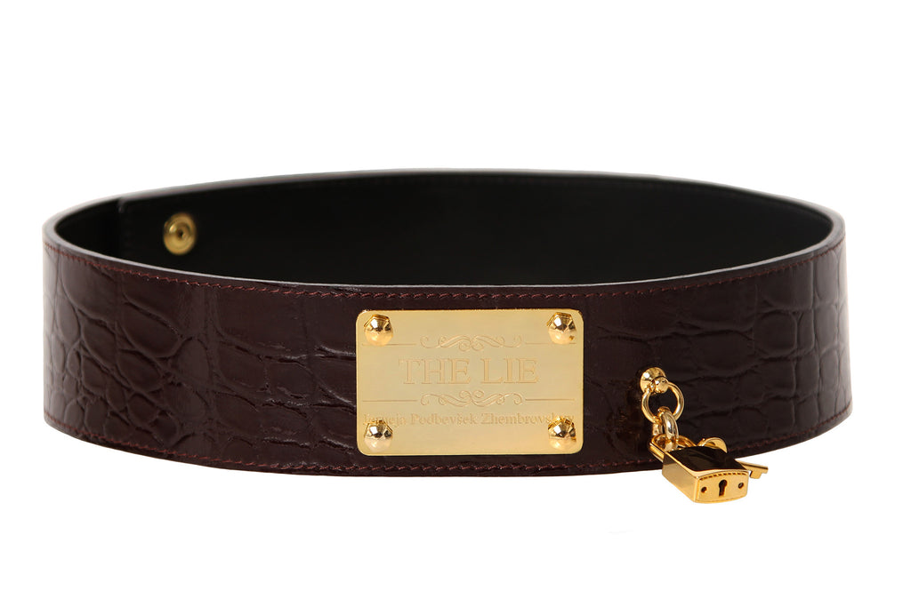 Dark Violet Croco Waist Belt With Lock