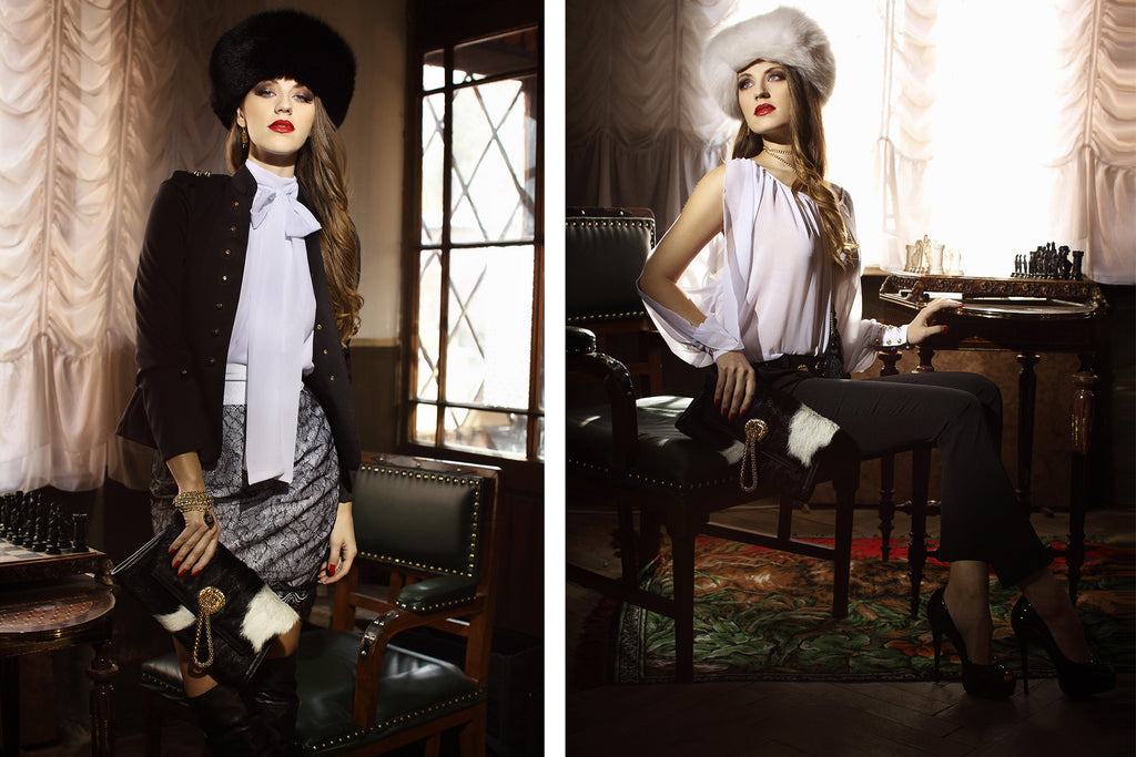 Trapezoid Winter Black & White Delight Clutch