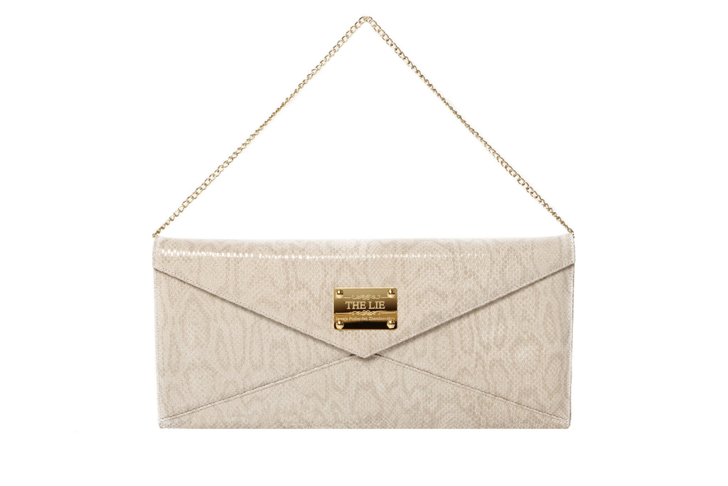 Evening Envelope Beige Snake