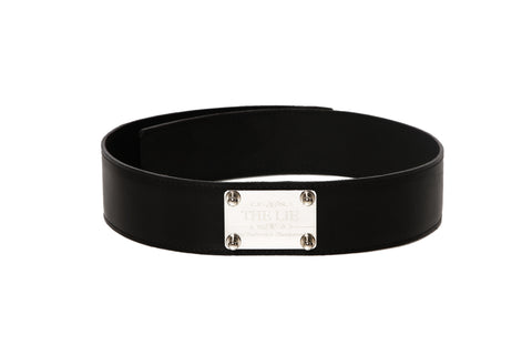 Classic Black Waist Belt Silver Plaque