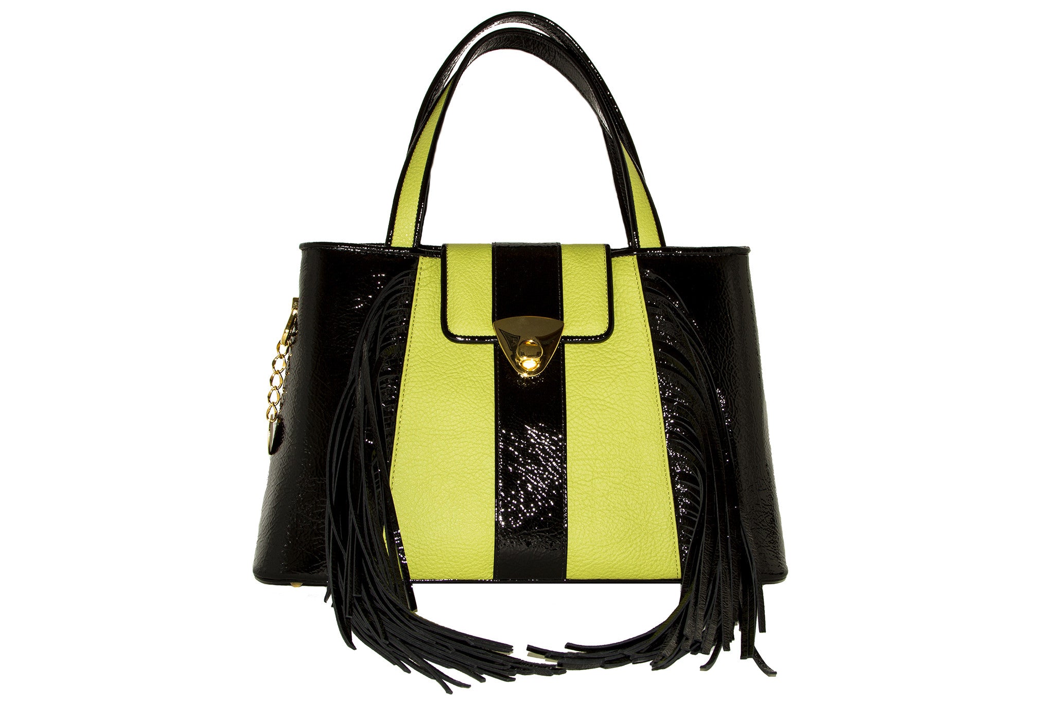 NEW ARRIVAL - Trapezoid Small Envy Green Fringed Delight Tote