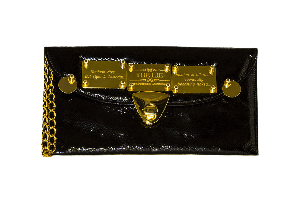 NEW ARRIVAL - Black Rock Chick Chic Golden Quote Clutch