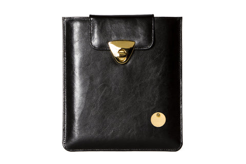 NEW ARRIVAL - iPad Matte Black Leather Chic Golden Case
