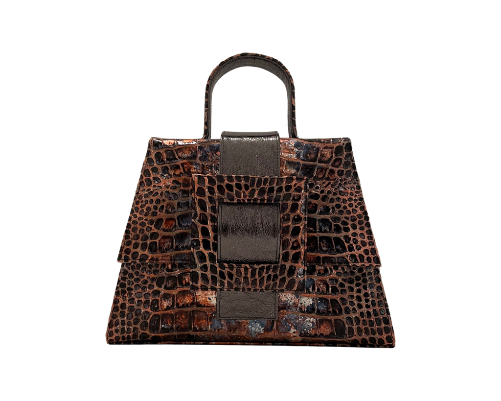 NEW ARRIVAL - Celeste Leather Buckle Bronze Croc Love