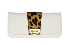 NEW ARRIVAL -  Small Clutch Snow White & Brown Leopard Collision