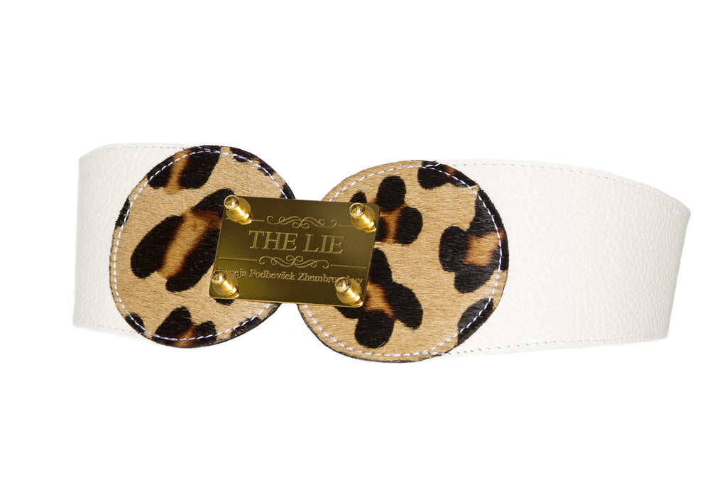 NEW ARRIVAL - Snow White & Brown Leopard Masterpiece Heart Belt