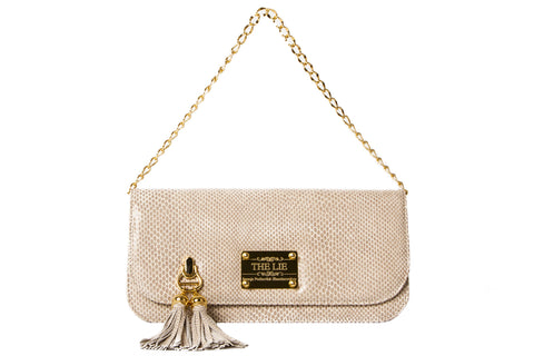 Small Clutch Nude Snake With Golden Chain