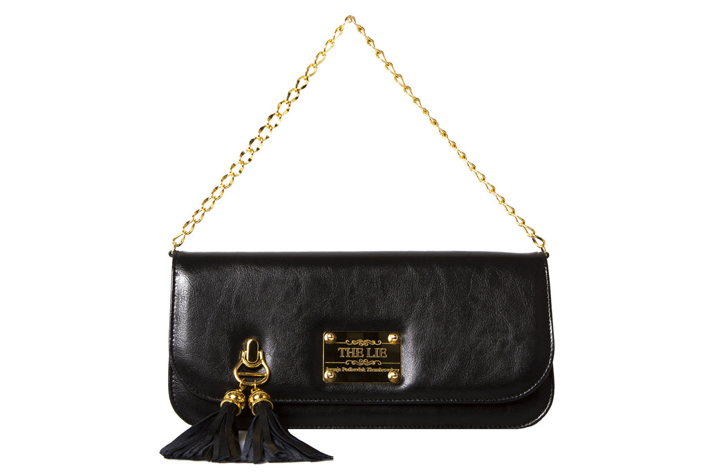 Small Clutch Matte Black With Golden Chain