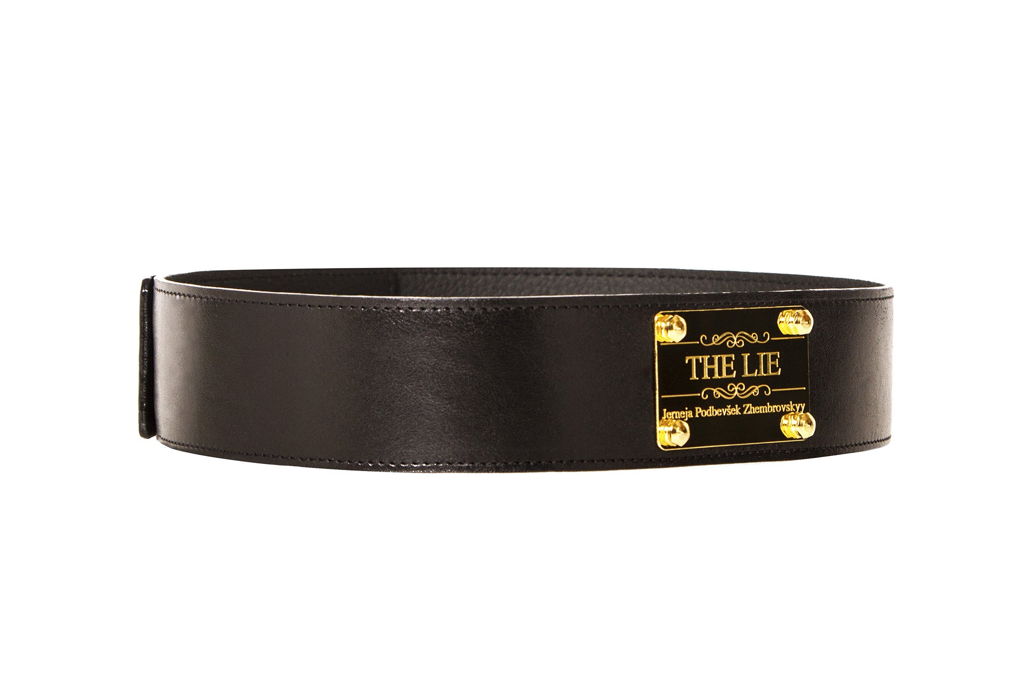Classic Black Waist Belt Golden Plaque