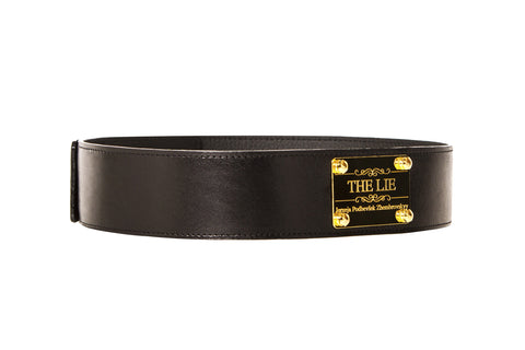 Classic Black Waist Belt Golden Plaque