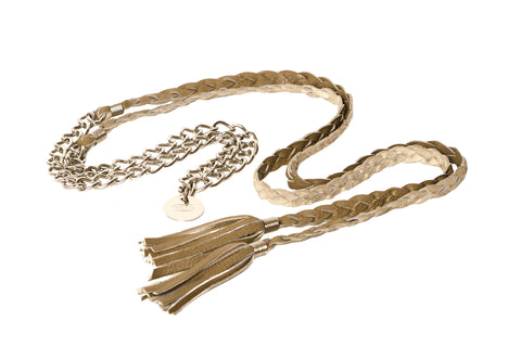 Mocca Tassel Chain Belt
