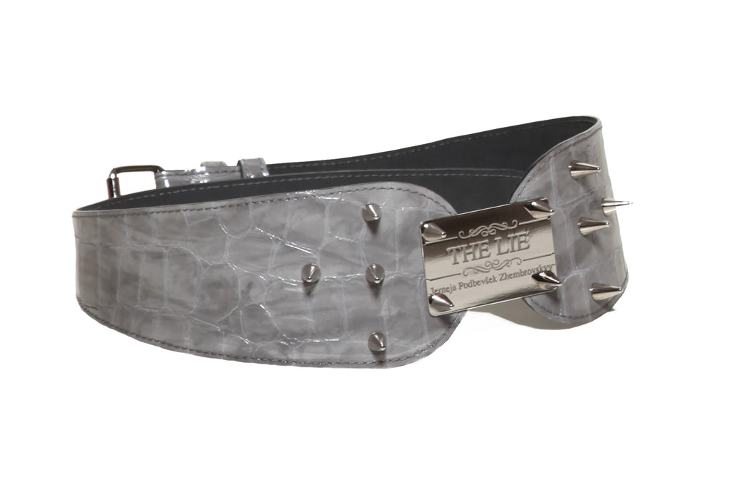 Studded Silver Croco Heart Belt
