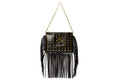 NEW ARRIVAL - Sexy Fringed Drama Shoulder & Cross Body Bag Matte Black Golden Combo