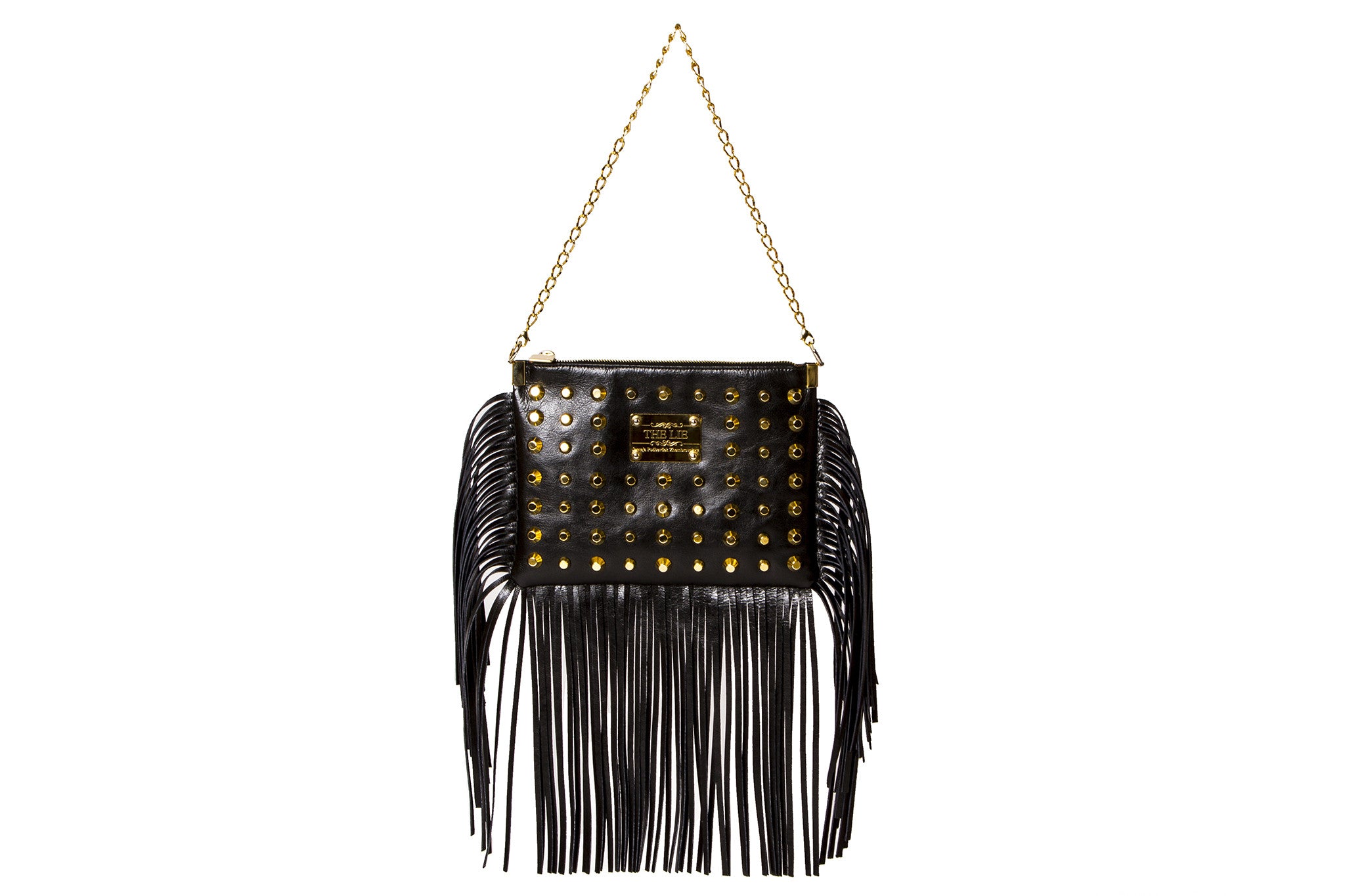 NEW ARRIVAL - Sexy Fringed Drama Shoulder & Cross Body Bag Matte Black Golden Combo
