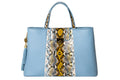 NEW ARRIVAL - Trapezoid Big Baby Blue & Python Jungle Tote