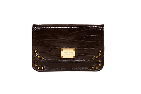 Classic Clutch Chocolate Brown Croco