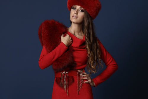 Classic Shiny Red Chainy Waist Belt